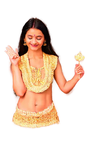 Onam festival, Indian lady, traditional clothing, vibrant colors, intricately designed blouse, long skirt, golden jewelry, bindi on forehead, dark hair, warm smile, hands holding diyas, festive atmosp