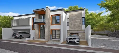 3d rendering,modern house,duplexes,residential house,sketchup,townhomes,Photography,General,Realistic