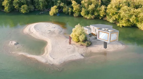 artificial island,artificial islands,house with lake,cube stilt houses,hala sultan tekke,flying island,island suspended,islet,island church,island poel,floating huts,drone image,lifeguard tower,sunken church,bunker,rescue helipad,aerial view of beach,altmühlsee,military fort,inverted cottage