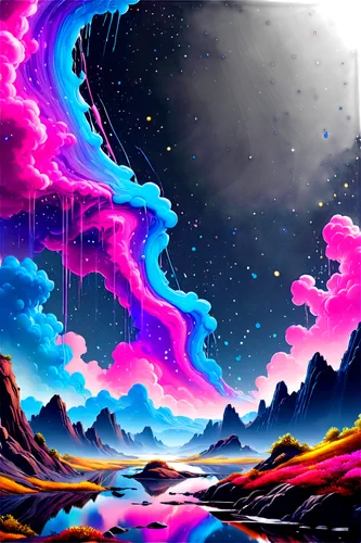 unicorn background,vast,vapor,futuristic landscape,acid lake,kaleidoscape,colorful background,rift,fantasy landscape,art background,dreamscape,night sky,purple landscape,galaxy,dusk background,sky,landscape background,galactic,lunar landscape,alien world,Conceptual Art,Graffiti Art,Graffiti Art 08