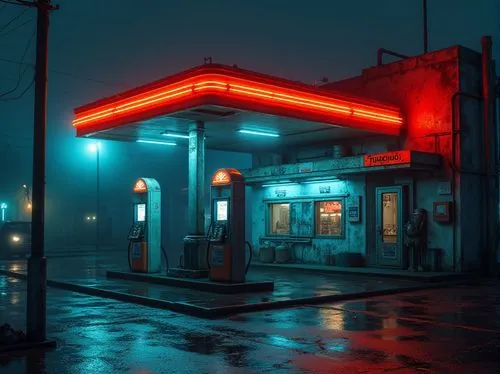 retro diner,gas station,electric gas station,diner,neon coffee,e-gas station,petrol pump,retro styled,rain bar,neon drinks,nighthawks,forecourt,retro,rainy,neon sign,abstract retro,gas pump,bladerunner,soir,octane,Photography,General,Realistic