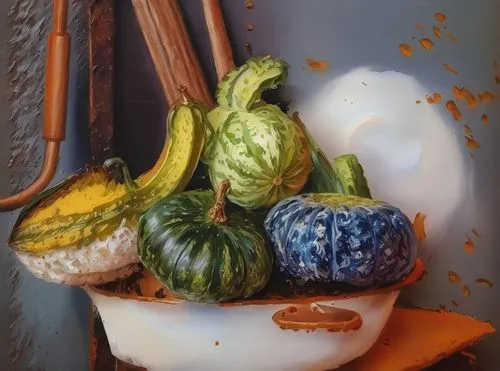 gourds,decorative squashes,ornamental gourds,decorative pumpkins,autumn still life,figleaf gourd,bitter gourd,still life with onions,calabaza,gourd,autumn pumpkins,vegetable basket,cornucopia,snake gourd,summer still-life,seasonal autumn decoration,mini pumpkins,striped pumpkins,scarlet gourd,cucuzza squash,Illustration,Paper based,Paper Based 04