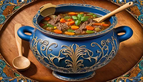 irish stew,vegetable soup,vegetable broth,lentil soup,minestrone,cabbage soup diet,cholent,scotch broth,navarin,pot-au-feu,goulash,cassoulet,soup bowl,russian folk style,beef soup,manchow soup,stew,sancocho,tibetan bowl,étouffée,Illustration,Retro,Retro 13