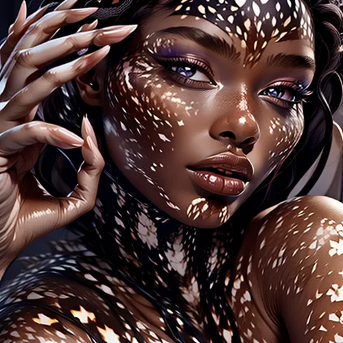 skin texture,glitter eyes,cheetah,fantasy portrait,fantasy art,filigree,snake skin,trypophobia,the enchantress,dryad,gold foil mermaid,sci fiction illustration,skin,eve,black skin,glitters,glittering,shimmering,glitter,drusy