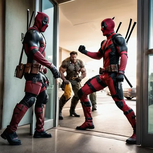 deadpool,vanterpool,dead pool,dragoncon,batroc,daredevil,cosplayers,comicon,xmen,pedway,mercenaries,flashpoint,x men,crossovers,civil war,avenging,hallway,antman,cosplay image,a meeting,Photography,General,Realistic