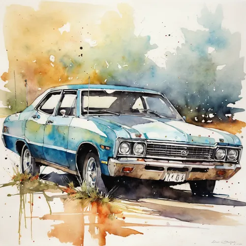 watercolor painting,pontiac tempest,ford falcon,watercolor paint,ford el falcon,watercolor,dodge monaco,ford xc falcon,watercolor sketch,ford xp falcon,ford taunus,ford falcon gt,ford ba falcon,ford fairlane,rambler,ford cortina,pontiac gto,chevrolet impala,dodge dart,watercolor pencils,Illustration,Paper based,Paper Based 03