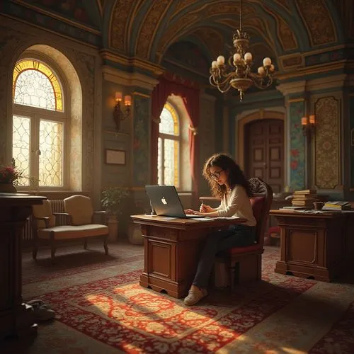 girl studying,girl at the computer,study room,children studying,reading room,miniaturist,old library,tutor,computer room,heatherley,little girl reading,librarian,writing desk,secretarial,library,tutoring,girl in a historic way,scriptorium,haydarov,bureau,Photography,General,Realistic