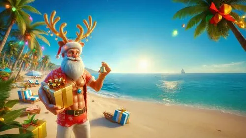 santa claus at beach,christmas on beach,christmas island,santa claus with reindeer,christmasbackground,santaji,st claus,elf,santa claus,christmas background,christmas santa,santa,saint nicholas,christmas elf,roelf,elfed,travelocity,santaland,male elf,santa clause