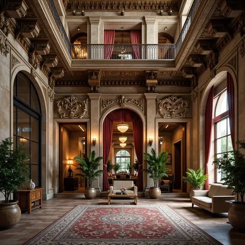 entrance hall,foyer,amanresorts,lobby,royal interior,cochere,hotel lobby,hallway,driehaus,palazzo,atriums,ornate room,ritzau,hotel hall,interior decor,dolmabahce,nemacolin,palatial,casa fuster hotel,cliveden