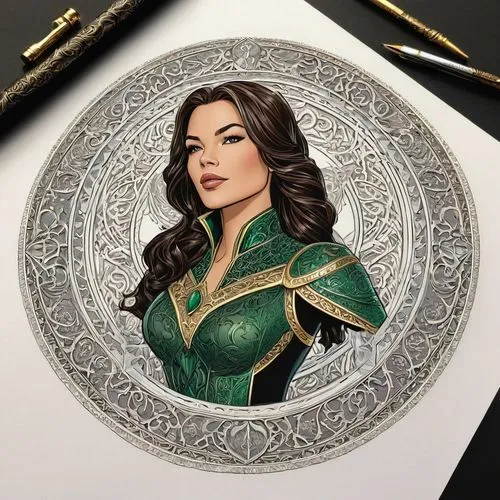 lotus art drawing,lokportrait,fantasy portrait,celtic queen,loki,mulan,tiana,sofia,custom portrait,caerula,samara,color pencils,emerald,jade,rose drawing,cg artwork,hand painting,jaya,almudena,mara,Illustration,Black and White,Black and White 03