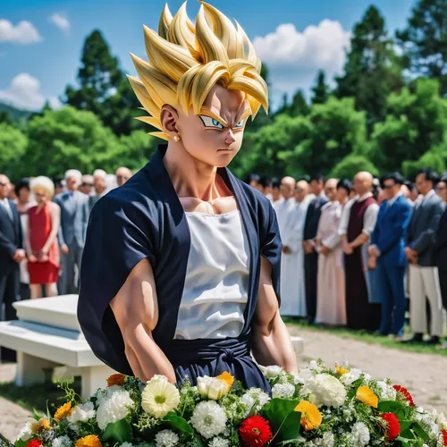 son goku,goku,vegeta,takikomi gohan,trunks,dragonball,dragon ball,kame sennin,dragon ball z,wedding icons,goddess of justice,shallot,the ceremony,funeral,the groom,what is the memorial,buddha unfokussiert,ceremony,walking down the aisle,commemoration,Photography,General,Realistic