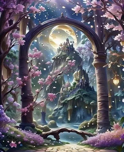 fantasy picture,fairy world,fantasy landscape,fairy forest,fairy village,japanese sakura background,enchanted forest,fairytale forest,fantasy art,elven forest,3d fantasy,children's fairy tale,a fairy tale,children's background,background images,fairy galaxy,fantasy world,spring background,fairy tale,fairy tale character