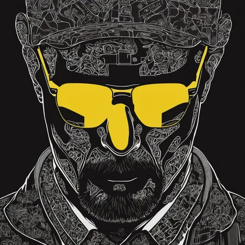 terminator,vector illustration,vector graphic,kojima,vector art,jackal,adobe illustrator,cyborg,cyber glasses,ayrton senna,breaking bad,vector image,sultan,sci fiction illustration,tony stark,yellow machinery,vector graphics,cybernetics,black yellow,radioactivity,Illustration,Children,Children 06