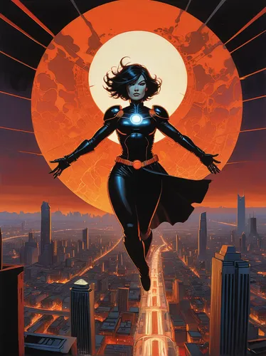 wonder woman city,rosa ' amber cover,atala,goddess of justice,sci fiction illustration,birds of prey-night,solar eclipse,super heroine,kryptarum-the bumble bee,wonderwoman,eclipse,nova,super woman,phoenix,fantasy woman,heliosphere,wonder,head woman,total eclipse,symetra,Conceptual Art,Oil color,Oil Color 04