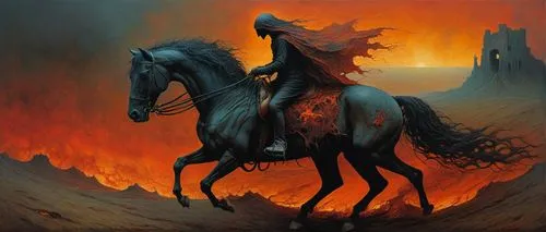 fire horse,horseman,black horse,bronze horseman,two-horses,horse-heal,burned mount,alpha horse,horsemen,weehl horse,scorched earth,horses,cavalry,man and horses,painted horse,horseback,bay horses,equine,conflagration,wild horses,Conceptual Art,Oil color,Oil Color 05