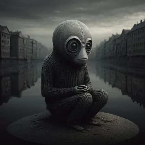 phleger,thinker,soen,thinking man,phlegm,alienated,innsmouth,tarjanne,smukler,totenkopf,pondered,meditator,surrealism,yokai,surrealist,homunculus,melancholia,the thinker,monoid,contemplation,Illustration,Realistic Fantasy,Realistic Fantasy 17