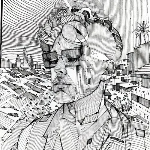 comic style,digital drawing,wireframe,pen drawing,mono line art,digital,city ​​portrait,digital artwork,camera drawing,office line art,anaglyph,digital illustration,digital art,cyber glasses,self-port