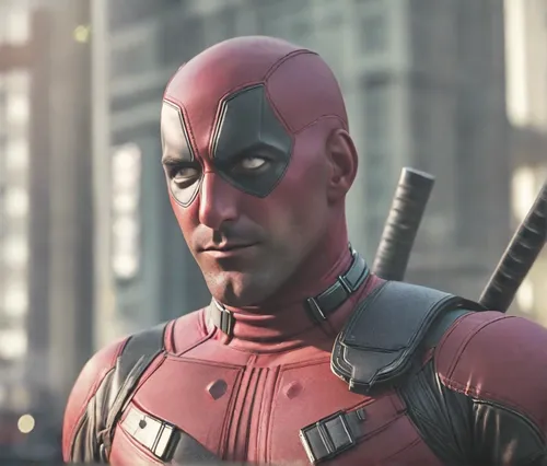 a calm manin the city,deadpool,dead pool,the suit,daredevil,red super hero,red hood,a wax dummy,hero,red arrow,marvels,crossbones,cancer icon,suit actor,superhero background,cgi,lopushok,zoom backgrou