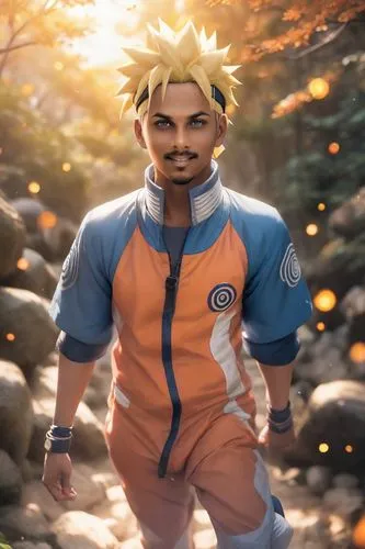 an animation character walking through some rocks,tenkrat,sportacus,sokka,naruto,sanjaya,kazungula,jak,daequan,dalhausser,auron,vamana,kamehameha,tary,akala,kazunari,aang,azumazeki,impa,yahiko,kazunor