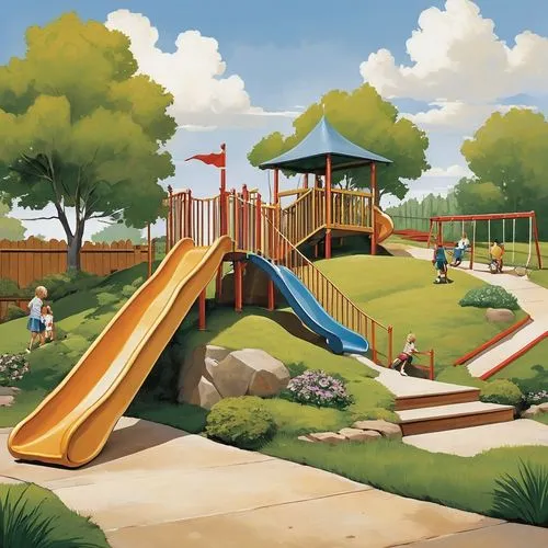 children's playground,playground slide,play area,outdoor play equipment,play yard,playground,playset,children's playhouse,adventure playground,swing set,herman park,play tower,urban park,child in park,park,children's background,slide canvas,children playing,city park,miniature golf,Illustration,Vector,Vector 04