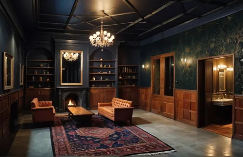 victorian room,blue room,great room,study room,driehaus,ornate room