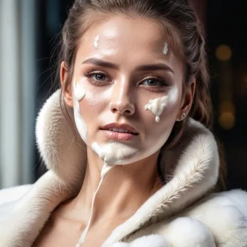 white fur hat,polina,ksenia,powdered sugar,applying make-up,zhenya,kseniya,soldatova,face cream,chorkina,whipped cream topping,facial,dominika,skin texture,fur,ildiko,frederikke,evgeniya,white beauty,valeriya