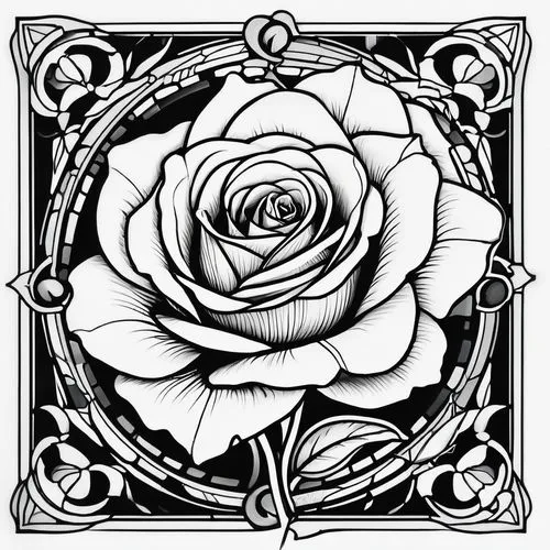 rose flower illustration,bicolored rose,roses pattern,rose flower drawing,porcelain rose,rosevelt,Illustration,Black and White,Black and White 08