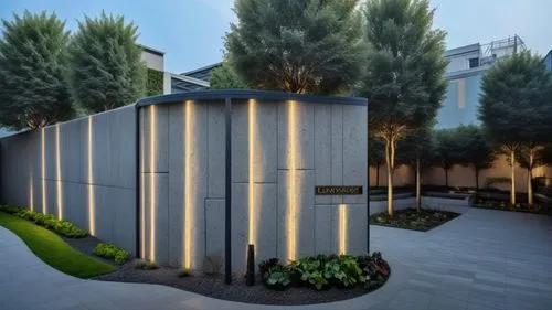 簡約精緻 畫面中牆面風格轉換  ,some plants trees and rocks in the evening,landscape design sydney,garden design sydney,columbarium,landscape designers sydney,holocaust memorial,9 11 memorial