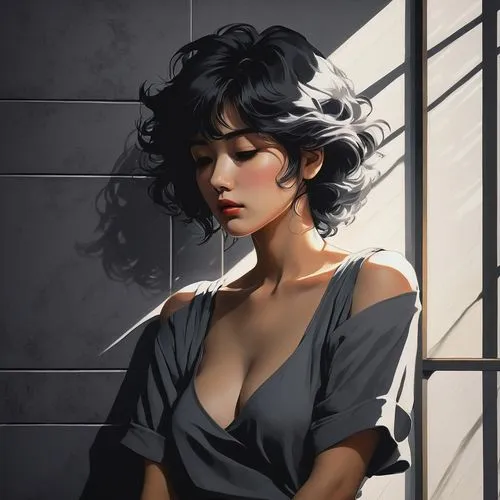 fujiko,vettriano,asian woman,marla,geisha,digital painting,Illustration,Japanese style,Japanese Style 18