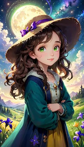 witch's hat icon,portrait background,fantasy portrait,witch's hat,witch,merida,mystical portrait of a girl,game illustration,fae,fairy tale character,celebration of witches,pilgrim,halloween witch,landscape background,witch hat,children's background,luna,autumn background,witch broom,cg artwork,Anime,Anime,Cartoon