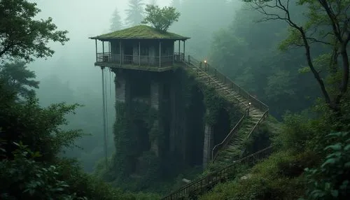 lookout tower,watch tower,observation tower,tree house,fire tower,treehouse,watchtower,abandoned place,shaoming,water tower,house in the forest,watchtowers,fairy chimney,wudang,abandoned places,treehouses,watertower,forest house,vietnam,tree house hotel,Photography,General,Realistic