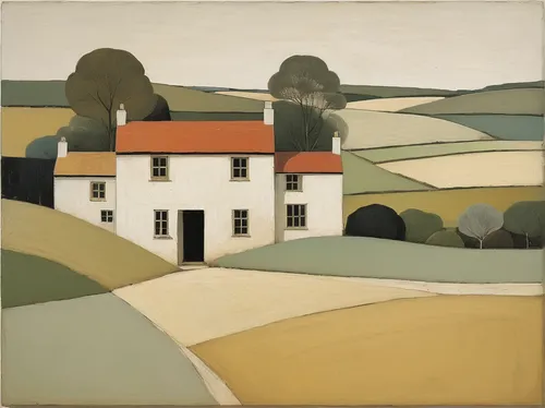 Incorporate a hidden secret that emerges in a remote countryside cottage.,grant wood,olle gill,carol colman,george russell,cottages,james sowerby,farm landscape,francis barlow,lee slattery,sussex,hous