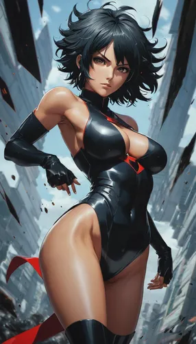 masterpiece, explicit, Gurren Lagan anime style art, Fubuki from onepunchman, ,my hero academia,black widow,super heroine,raven girl,raven,wasp,goddess of justice,figure of justice,atala,anime 3d,blac