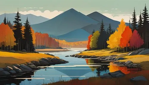 autumn mountains,fall landscape,autumn landscape,yukon territory,autumn idyll,vermilion lakes,autumn background,mountain landscape,alaska,mountain scene,west canada,salt meadow landscape,british columbia,autumn icon,river landscape,landscape background,autumn theme,indian summer,larch forests,autumn scenery,Illustration,Vector,Vector 08