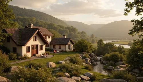 summer cottage,bernese highlands,house in the mountains,house in mountains,home landscape,chalet,house by the water,cottage,norway,hameau,beautiful home,the cabin in the mountains,dreamhouse,swiss house,scandinavian style,idyllic,bohinen,house with lake,idyll,country cottage