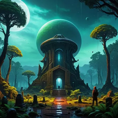 mushroom landscape,futuristic landscape,mushroom island,fantasy picture,alien world,alien planet,Conceptual Art,Sci-Fi,Sci-Fi 12