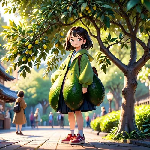 pinya,yotsuba,watermelon painting,arrietty,zucchini,kawaii vegetables,Anime,Anime,Cartoon