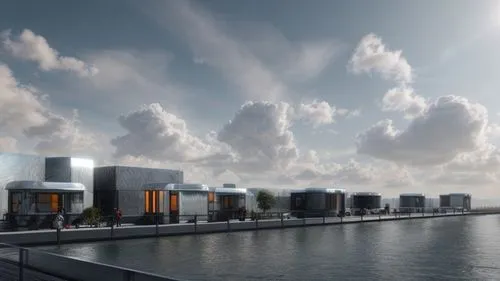 cube stilt houses,autostadt wolfsburg,hafencity,offshore wind park,floating production storage and offloading,solar cell base,floating huts,shipping containers,terneuzen-gent canal,artificial island,malmö,maasvlakte,container port,espoo,new housing development,3d rendering,apartment blocks,artificial islands,zaandam,wolfsburg