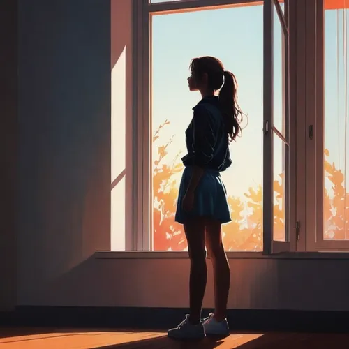 girl studying,girl in a long,girl on the stairs,girl sitting,art silhouette,silhouette art,girl drawing,girl walking away,window sill,woman silhouette,window to the world,silhouette,morning light,the 