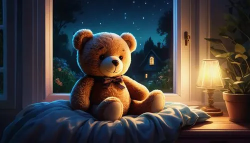 teddy bear waiting,teddy bear crying,teddy-bear,teddy bear,teddybear,cute bear,bear teddy,3d teddy,plush bear,teddy bears,romantic night,cuddling bear,teddy,night time,scandia bear,lonely child,loneliness,night scene,cuddly toys,cute cartoon image,Conceptual Art,Fantasy,Fantasy 21