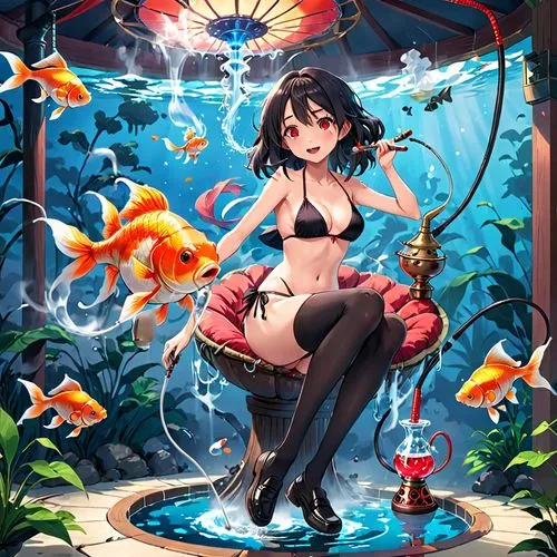 nue,underwater background,aquarium,mermaid background,goldfish,tiger lily,under the sea,aquarists,aquariums,oceanica,water nymph,coral charm,lily water,angelfish,tropical fish,fantasia,playfish,lilies,swimmable,fishes,Anime,Anime,Traditional