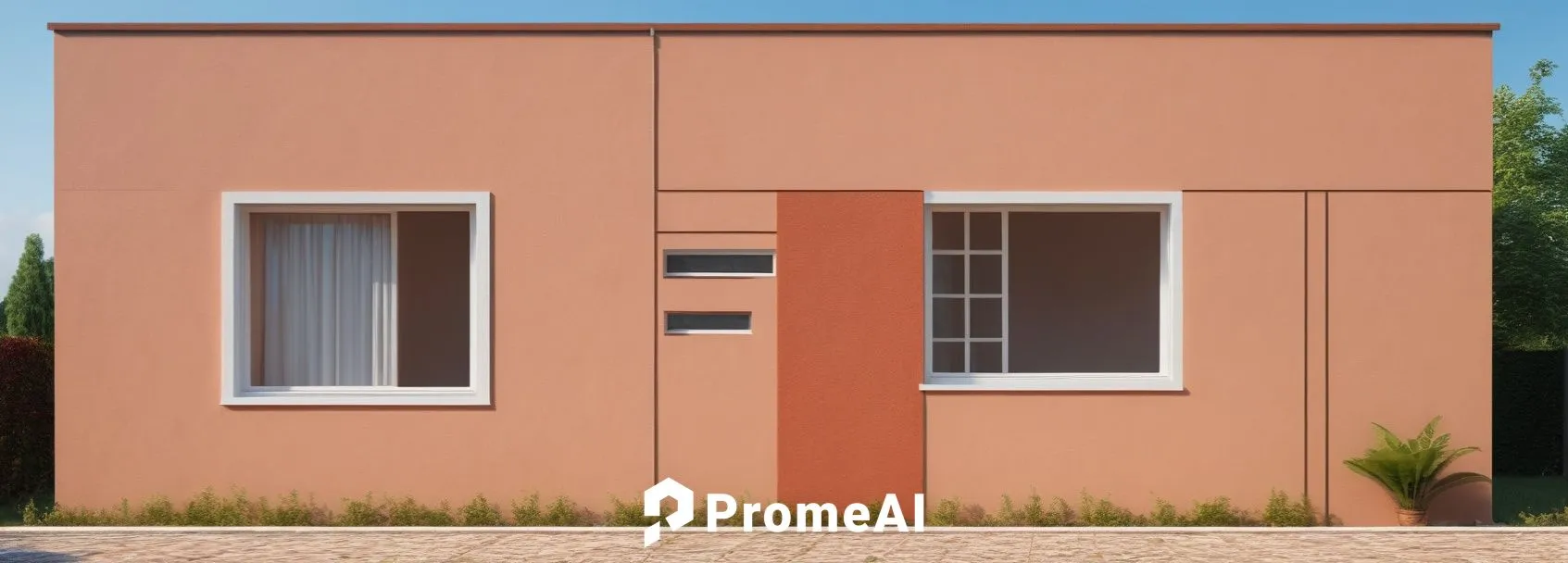 Façade of a small house, feeling of rusticity and simplicity,passivhaus,mahdavi,stucco frame,heat pumps,exterior decoration,eifs,prefabricated buildings,gold stucco frame,cubic house,ewi,frame house,h