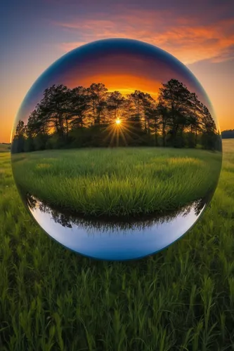 Capture the beauty of a spherical image in a serene meadow.,crystal ball-photography,glass sphere,mirror in the meadow,lensball,little planet,earth in focus,crystal ball,glass ball,sphere,spherical im