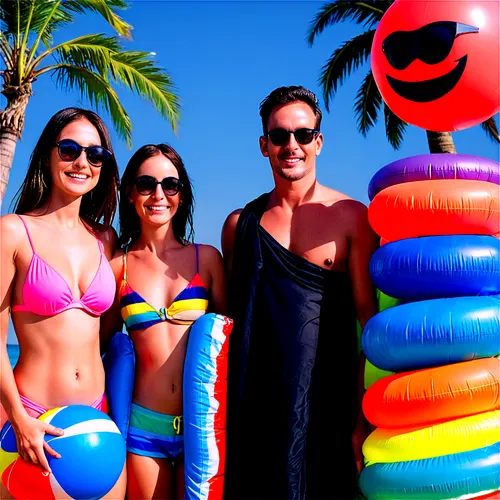 beach ball,rainbow color balloons,beach goers,life saving swimming tube,umbrella beach,inflatable pool,colorful balloons,water balloons,sapodilla family,beach toy,neon body painting,maspalomas,club med,white water inflatables,inflatable ring,inflatable,grancanaria,gran canaria,love island,colorfull,Illustration,Realistic Fantasy,Realistic Fantasy 46