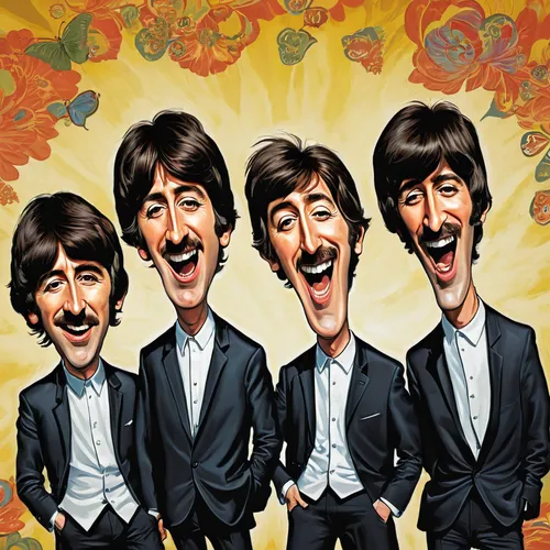 beatles,the beatles,caricature,smileys,flowers png,cartoon flowers,50 years,the rolling stones,laugh,png image,monkeys band,icon set,cool pop art,hound dogs,life stage icon,four seasons,dental icons,comedy tragedy masks,four o'clocks,pop art style,Illustration,Abstract Fantasy,Abstract Fantasy 23