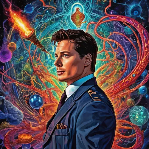 tesla,the doctor,sci fiction illustration,eleven,doctor who,quantum,dr who,cg artwork,biologist,scientist,doctor,time traveler,ship doctor,theoretician physician,dr. manhattan,emperor of space,regeneration,atom,physicist,leonardo,Illustration,Realistic Fantasy,Realistic Fantasy 39