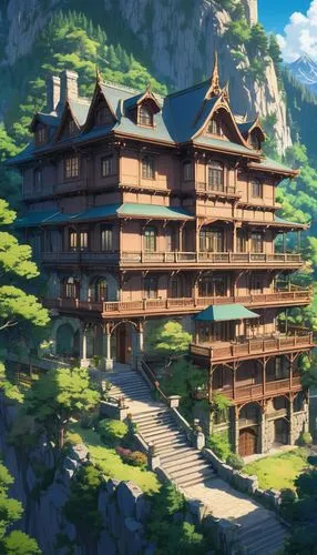 tigers nest,house in the mountains,house in mountains,jinchuan,yamashiro,tianxia,Illustration,Japanese style,Japanese Style 03