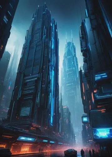 cybercity,cybertown,futuristic landscape,metropolis,cyberport,coruscant,cyberia,cyberpunk,cityscape,dystopian,coldharbour,cybertron,black city,cyberworld,bladerunner,sci - fi,scifi,cyberscene,polara,futuristic,Illustration,Realistic Fantasy,Realistic Fantasy 16