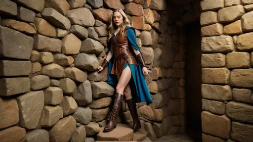 The stone wall continues forming a round room.,the model is posing for a po in front of rocks,kitana,sandahl,lumidee,spelunker,liara,3d figure