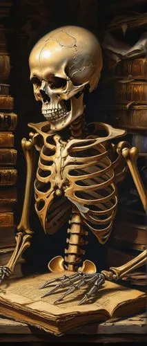 vanitas,vintage skeleton,skull bones,human skeleton,skeletal,danse macabre,child with a book,wood skeleton,skeletons,memento mori,skeletal structure,book antique,buckled book,skull rowing,skeleton,open book,old books,books,publish a book online,anatomical,Conceptual Art,Oil color,Oil Color 04